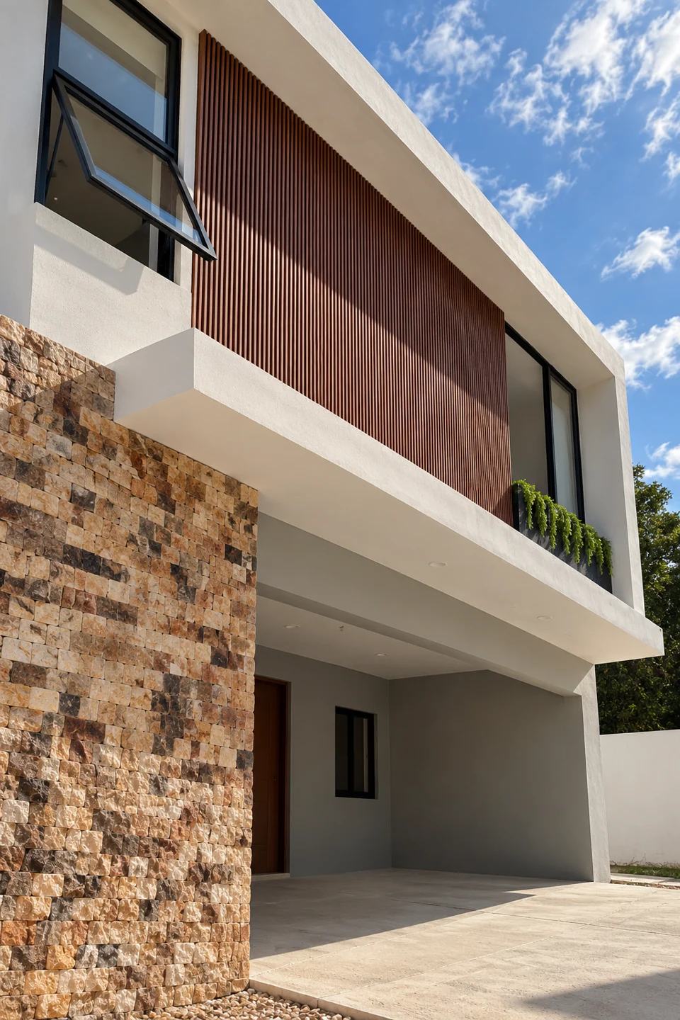 Piedra y madera en perspectiva