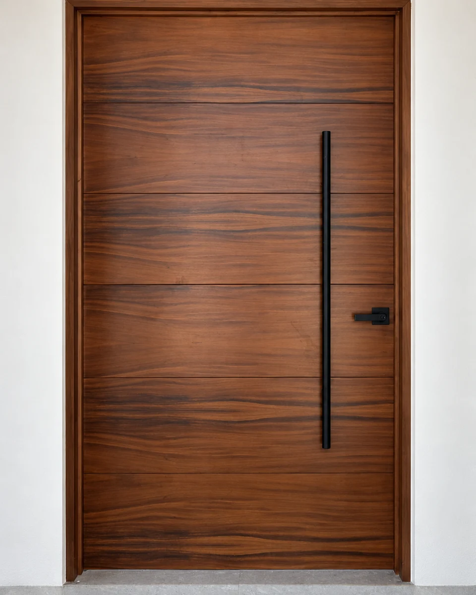 Una puerta de madera bajo luz natural